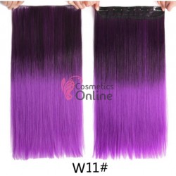Extensie de par cu 5 Clips On delux dubla dreapta de 60 cm, Ombre Brunet cu Violet Cod 60W11# 